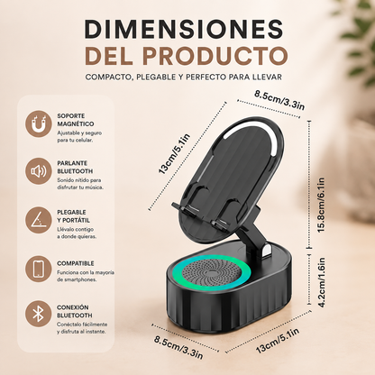 Soporte Magnético 2 en 1 con Parlante Bluetooth