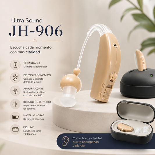 Audífono Amplificador Recargable JH-906 — Escucha con mayor claridad